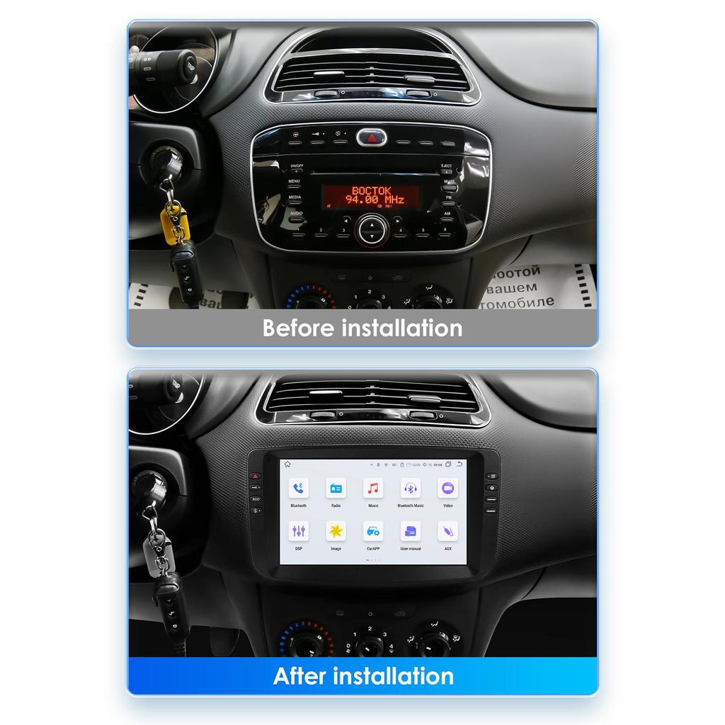 9 Inch Carplay 4G 2 Din Android 13 Car Radio for Fiat Linea 2012 - 2015 Fiat Punto EVO Multimedia Video Player Navi GPS DSP WIFI Intelligent Screen