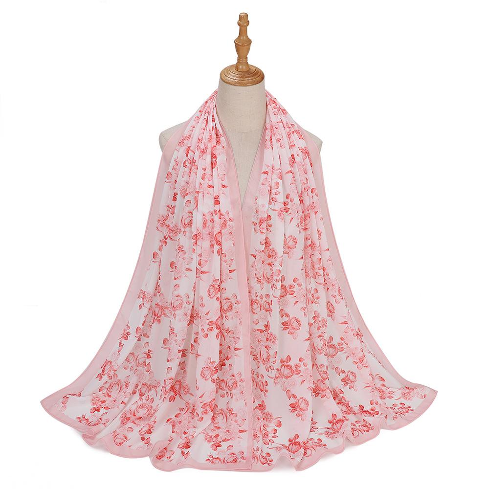 New Designs Printed Hijab Chiffon Scarfs For Women Scarves Muslim Fashion Turbans Malaysian Muslim Hijabs Wraps Ramadan Turban