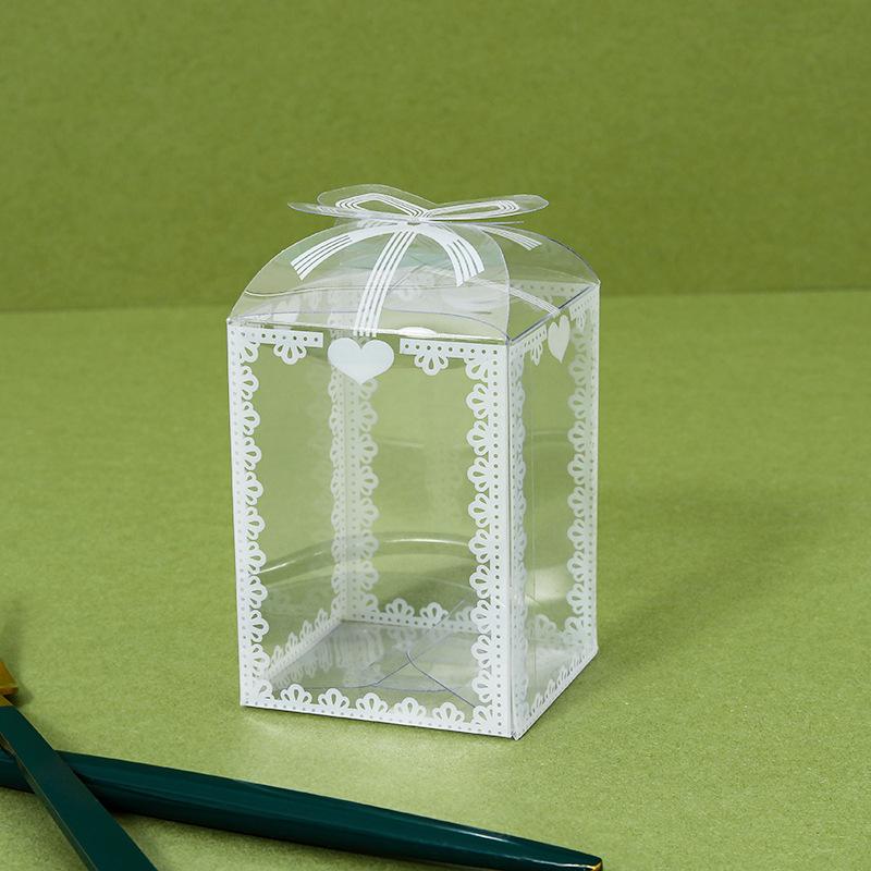 5/20 Stück transparente Spitzen-Herz-Geschenktüten Schachteln PVC-Leckerli-Boxen mit Band für Hochzeitsgeschenke Kekse Desserts und Party-Auslage