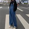 Women's Adjustable Strap Loose Wide Leg Denim Overalls Vintage No Stretch Long Bib Pants Casual Spring Summer Jumpsuit
