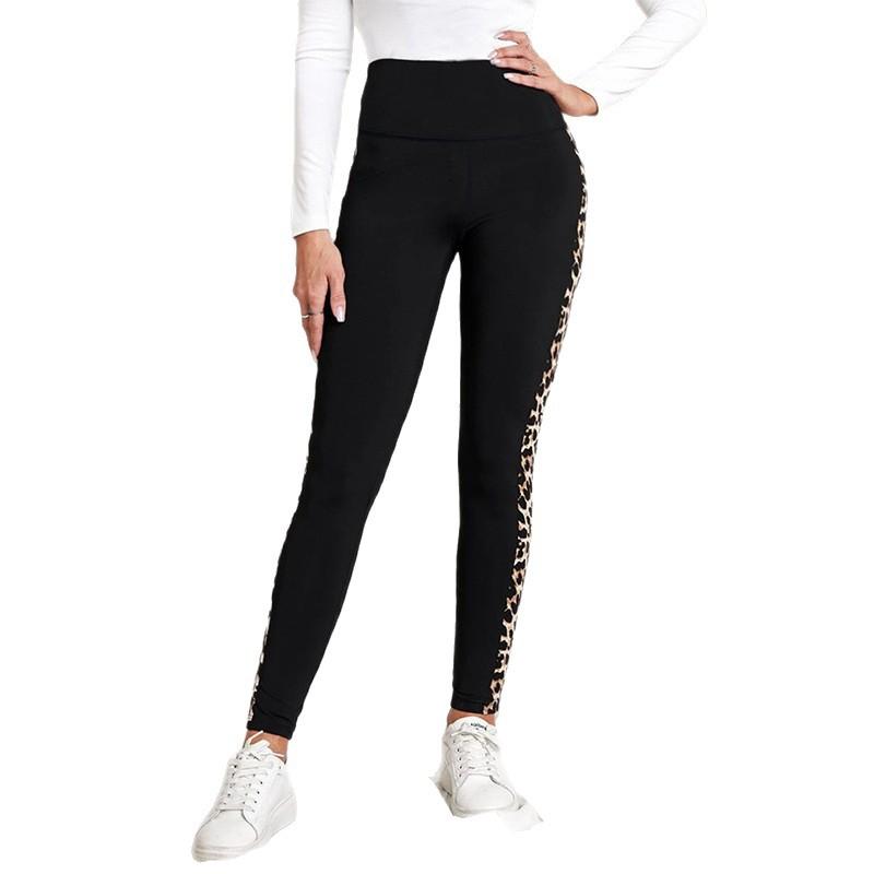 European and American women's clothing new leopard print comfortable casual yoga trousers high waist hip lift elastic pants