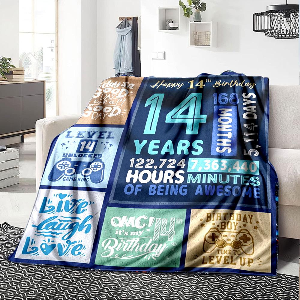 14Th Birthday Celebration Multi-purpose Blanket Comfortable Ure Versatile Picnics Four Seasons Universal Warmthful Decor and Friends Y8
