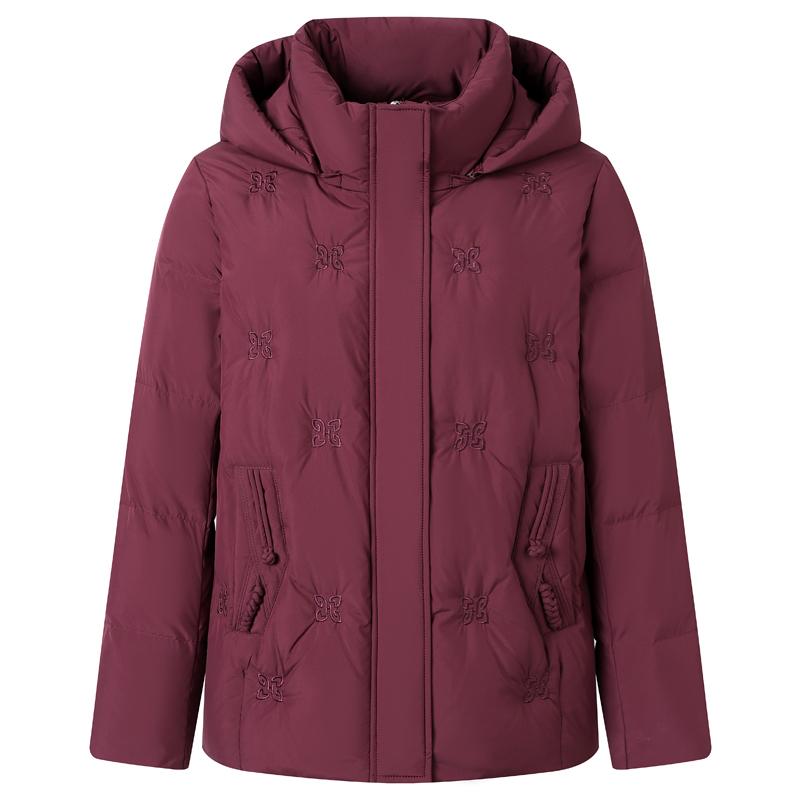 Jachetă Puf Scurtă pentru Femei de Vârstă Mijlocie Mărimi Mari XL-6XL Îmbrăcăminte Exterioară de Iarnă cu Glugă Elegantă Broderie Groasă Caldă Jachete de Puf