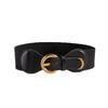 New European and American Retro Gold Buckle Wide Waist Seal for Women with Dress To Make Them Look Slim and Waist-hugging Elastic Waist Belt