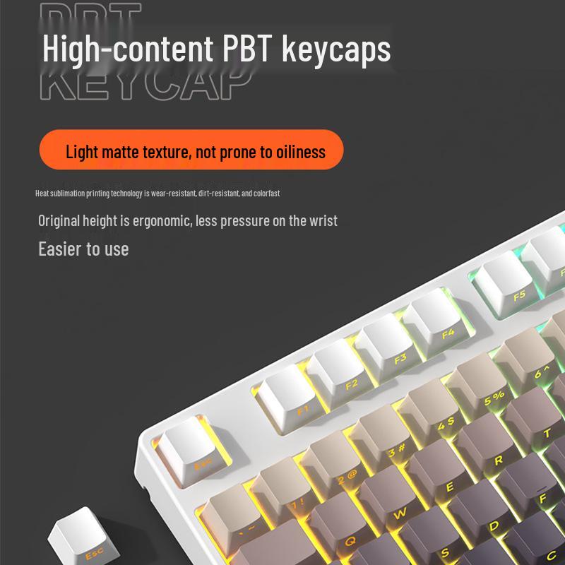 Three-Mode Wireless/Wired Bluetooth Mechanical Keyboard - 87-Key Gradient Side-Engraved Gaming & Office Edition