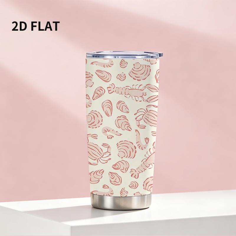 591ml Car Tumbler Seafood Shell Element Straw Cup 20oz tumbler insulated travel cup straight tumbler tumbler with lid