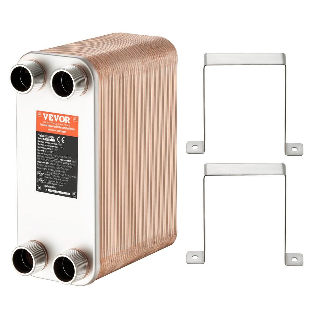 80 Plate Heat Exchanger 4*1-1/4" MNPT Ports 5"x 12" Brazed 316L St. Steel