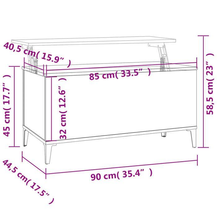 819592 vidaXL Table basse Gris béton 90x44,5x45 cm Bois d'ingénierie