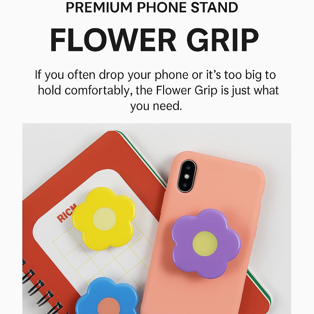 [Aesthetic Essential] Floral Phone Grip Holder & Kickstand