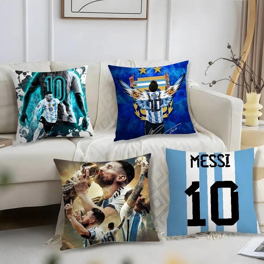 Footballer MMMessiS Pillow Case Short Plush Print Cushion Cover Square Throw Pillow Covers Sofa Home Decor