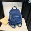 Lazy wind backpack women's new versatile retro denim small backpack fashion pendant casual handbag breast bag