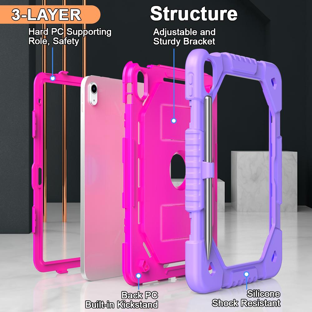 Rugged Case Universal for IPad A16 2025 11th 10.9 2022 10th Gen. A3354 A3355 A3356 A2757 A2777 A2696 Heavy Duty Kickstand Cover