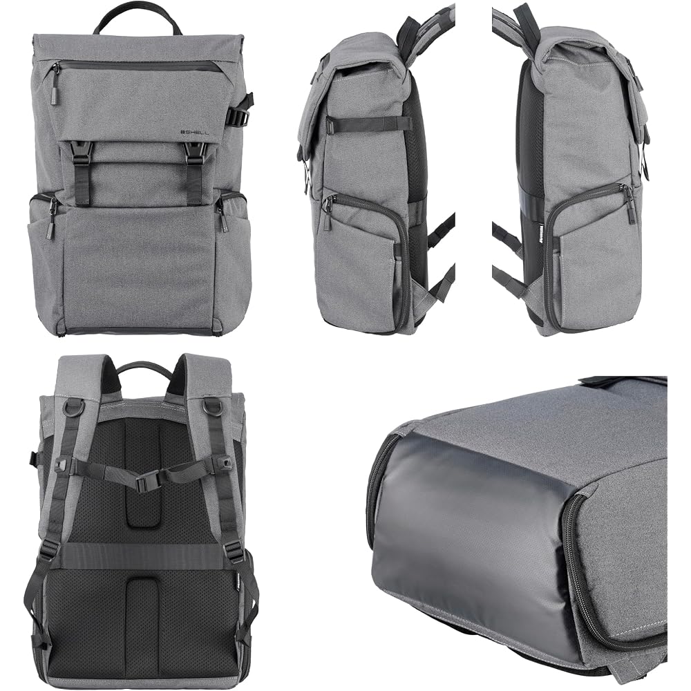 HAKUBA Camera Bag Plus Shell City Flap Backpack 12 G05 AZ Gray Camera Backpack Business Bag Rear Access Side Access 2 Compartments Everyday Use AMZSP-