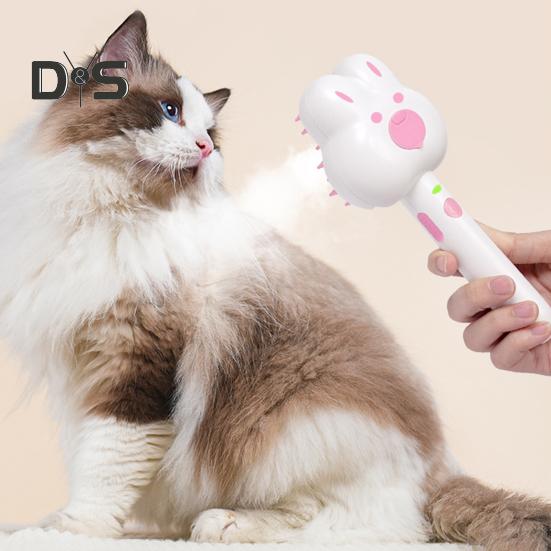 

Паровая щетка для кошек, самоочищающийся инструмент для ухода за домашними животными, массажная расческа для удаления волос с собак, перезаряжаемая расческа-спрей для кошек,... белый