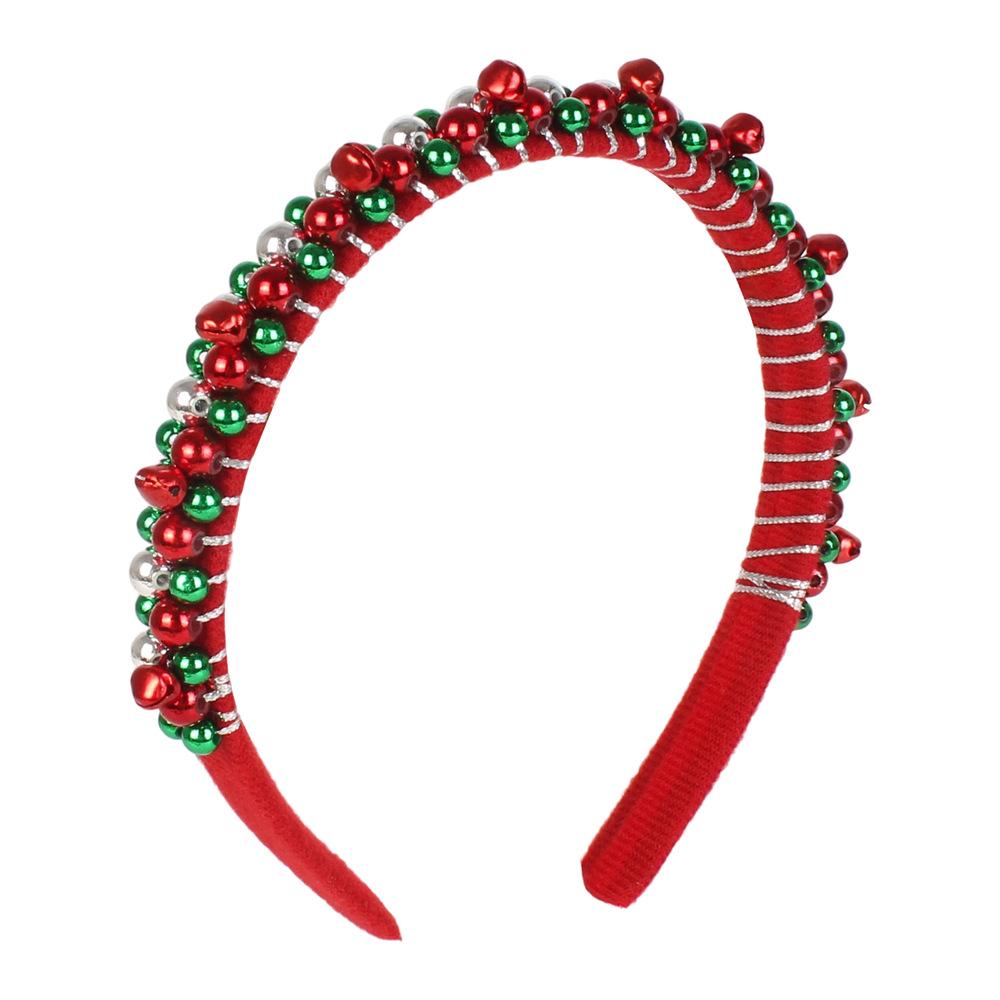 

Festive Christmas Headband with Red Green Beads and Cute Bells Holiday Party Accessory for Women Girls Celebration Wear красный