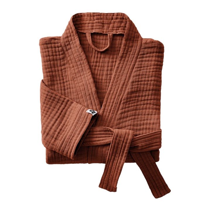 Peignoir kimono - Gaia - Gaze de coton - S/M - Terracotta - Unisexe