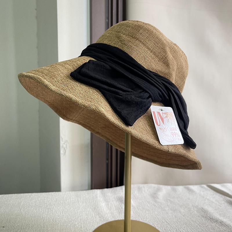 Hat women's spring and summer UV protection face covering face small sun hat bow sunscreen sunshade bucket hat