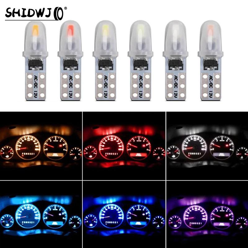 12V DC T5 Auto Car Dashboard Lights 2 3014 SMD Reading Instrument Panel Lamp No Polarity Led Bulb White Accessories