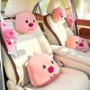 Cute Loopy Car Seat Pillow Neck Pillow Cartoon Pink Car Accessories Interior for Woman Car Headkrest Seat Belt Protection Pad