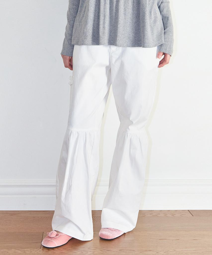 ILLIGO Shirred Bootcut Pants White