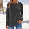 Women's Fashionable Casual Solid Color Long Sleeved Round Neck Top Round Neck Top