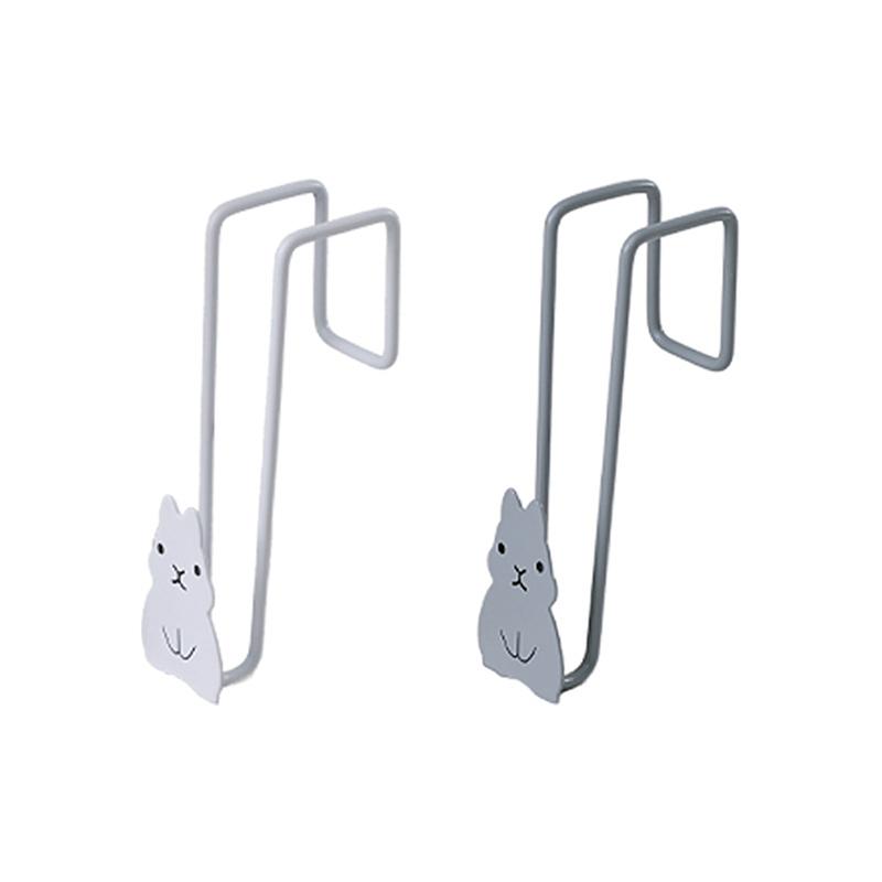 1pc Rabbit Cabinet Door Hook Cabinet Door Iron Storage Rack Non Perforated Garbage Bag Bracket Kitchen Supplies Storage Hanger