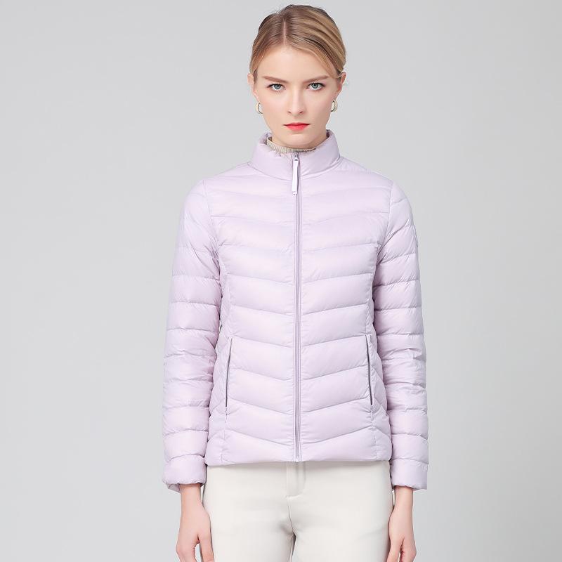 Down Jacket Women's Short New Trendy Fashion Versatile Light and Thin Duck Down Stand-up Collar Slim Jacket
