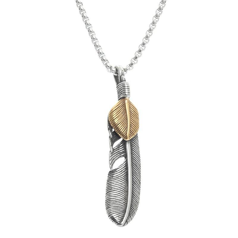 European and American Animal Eagle Feather Pendant Personalized Punk Retro Trendy Men Feather Pendant