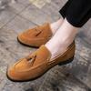 Spring Matte Tassel Slip-on Leather Shoes for Men - Versatile British Nightclub Style, Large Size