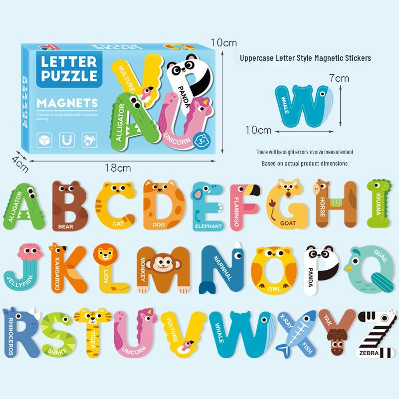 Magnetic Alphabet & Animal Puzzle Board with Numbers and Vehicles for Kids