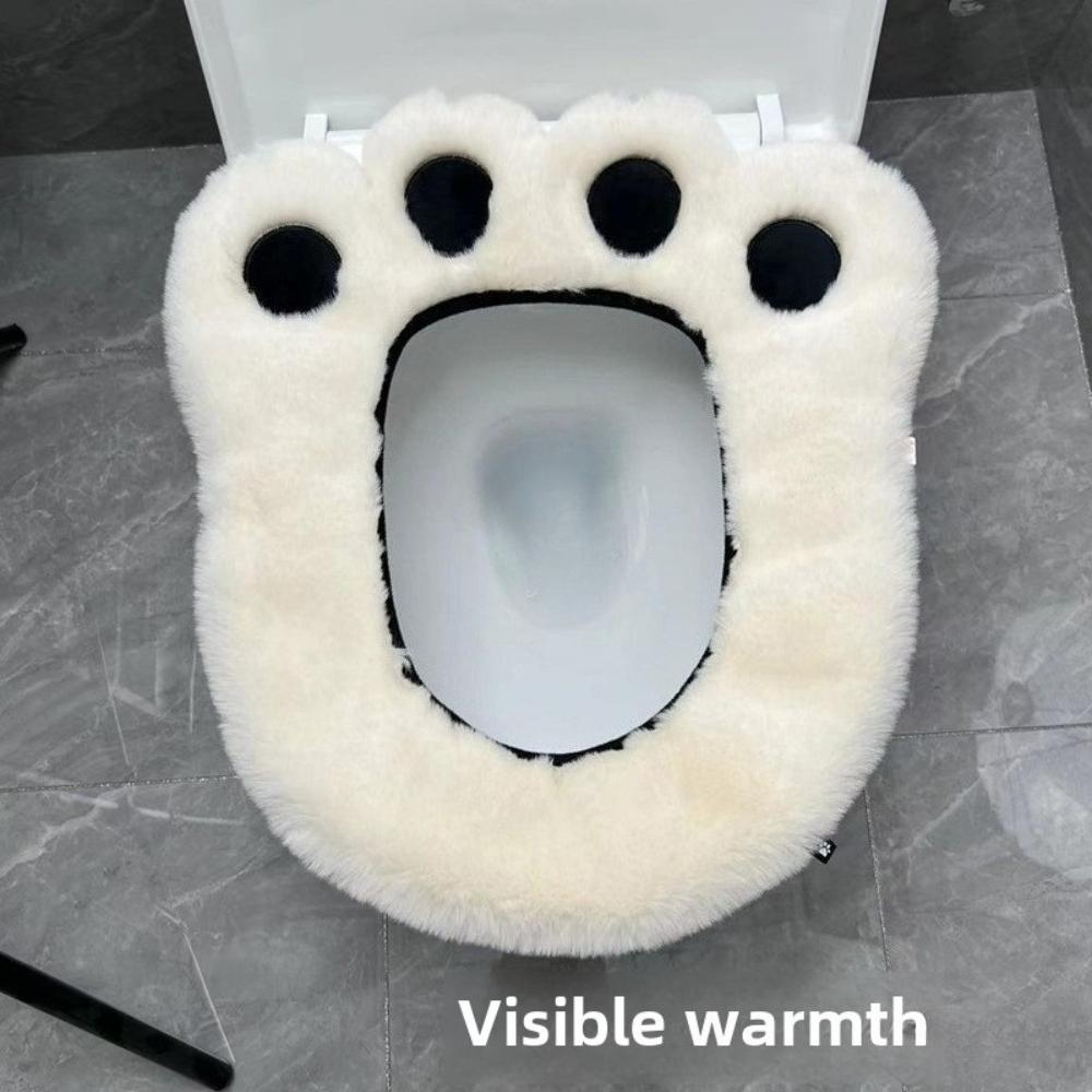 Winter Toilet Seat Cover Universal Toilet Seat Cushion Cartoon Cute Bear Paw Adhesive Pad for Home Use Toilet Set Accessories