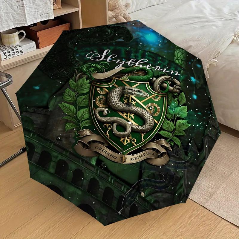 1PC Warner Slytherin Snake Automatic Open/Close Umbrella with Windproof, 17-Rib Sturdy Canopy, Durable Ribs1234A