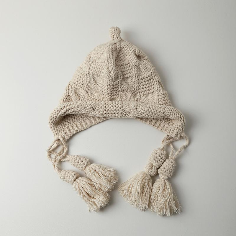 Autumn and Winter New Tassel Pendant Knitted Hat Red Thin Cute Wool Hat Street Warm Windproof Ear Hat