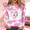 Women's Casual Long Sleeve T-Shirt with Ribbon Print Round Neck Top for Everyday Wear