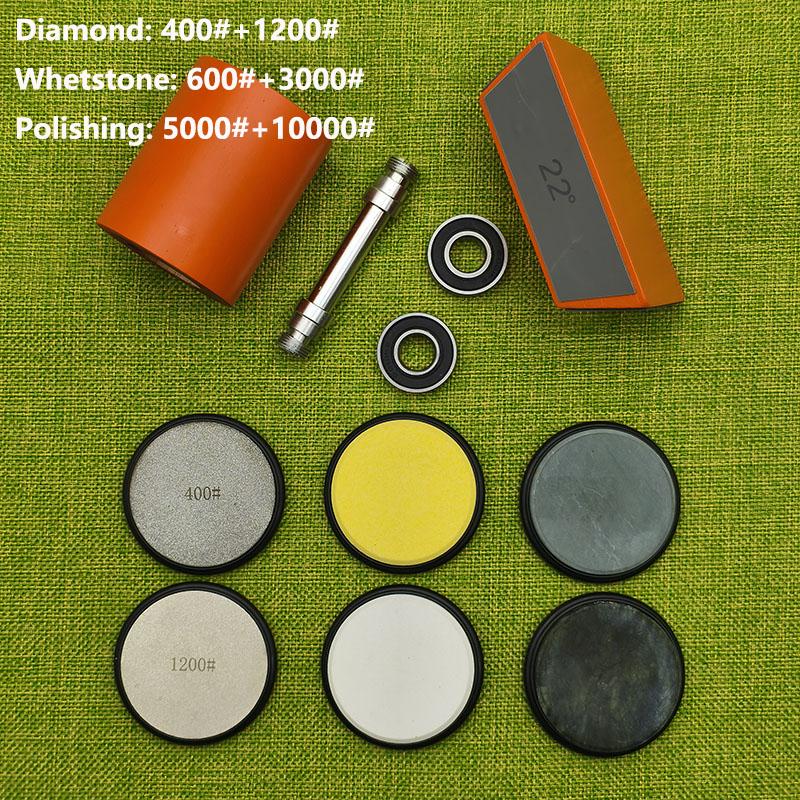 Professional Orange Roller Knife Sharpener Wooden Roller Knife Sharpener Magnetic Quad 15/18/20/22° Kitchen Sharpening Tool Set