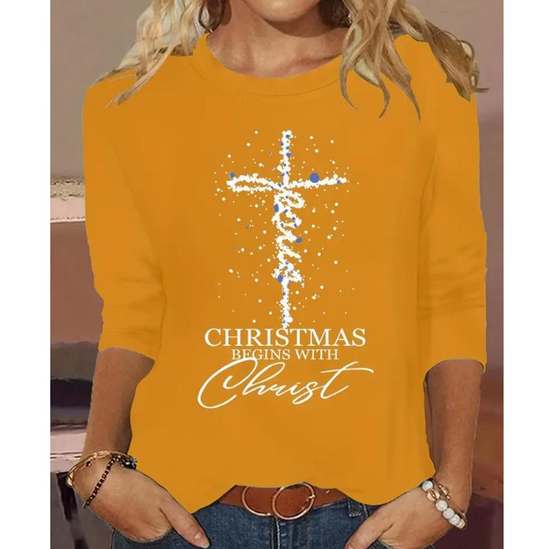2025 Autumn & Winter Women's New Casual Crew Neck Long Sleeve Top 3D Christmas Pattern