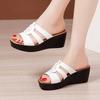 6cm Small Big Size 32-43 All Match Comfortable Thick Platform Wedges Slippers 2025 Med Heels Slides Leather Shoes Office Beach
