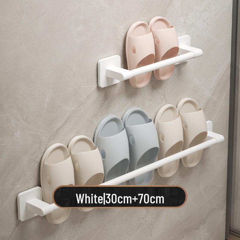 Punch-Free Wall-Mounted Bathroom Slipper Rack and Draining Storage Hanger