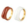 Emaille Eenvoudige Ring Ins Niche Ontwerp Ring Koppel Crème Titanium Staal Damesring Premium Duurzame Kwaliteit Nuttig