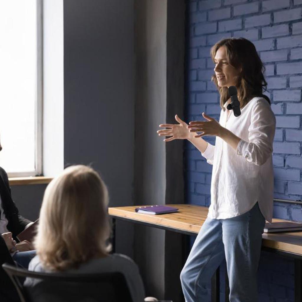 Dual Wireless Lavalier Microphone Noise Canceling Lapel Mic for Video Recording Vlogging Interview L