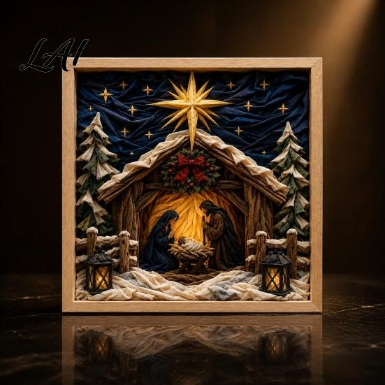 Christian Home Decor Projects 3D Fabric Poke Art Kit for Adults Faith Inspired Holiday Craft Kit DIY Christmas Wall Handmade Religious Gift Layered