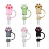 Cute Cat Paw Straw Cover Cap Reusable Silicone Straw Topper For Stanley Cup Leak-proof Dust Proof 10 Mm Straws Covers Protector