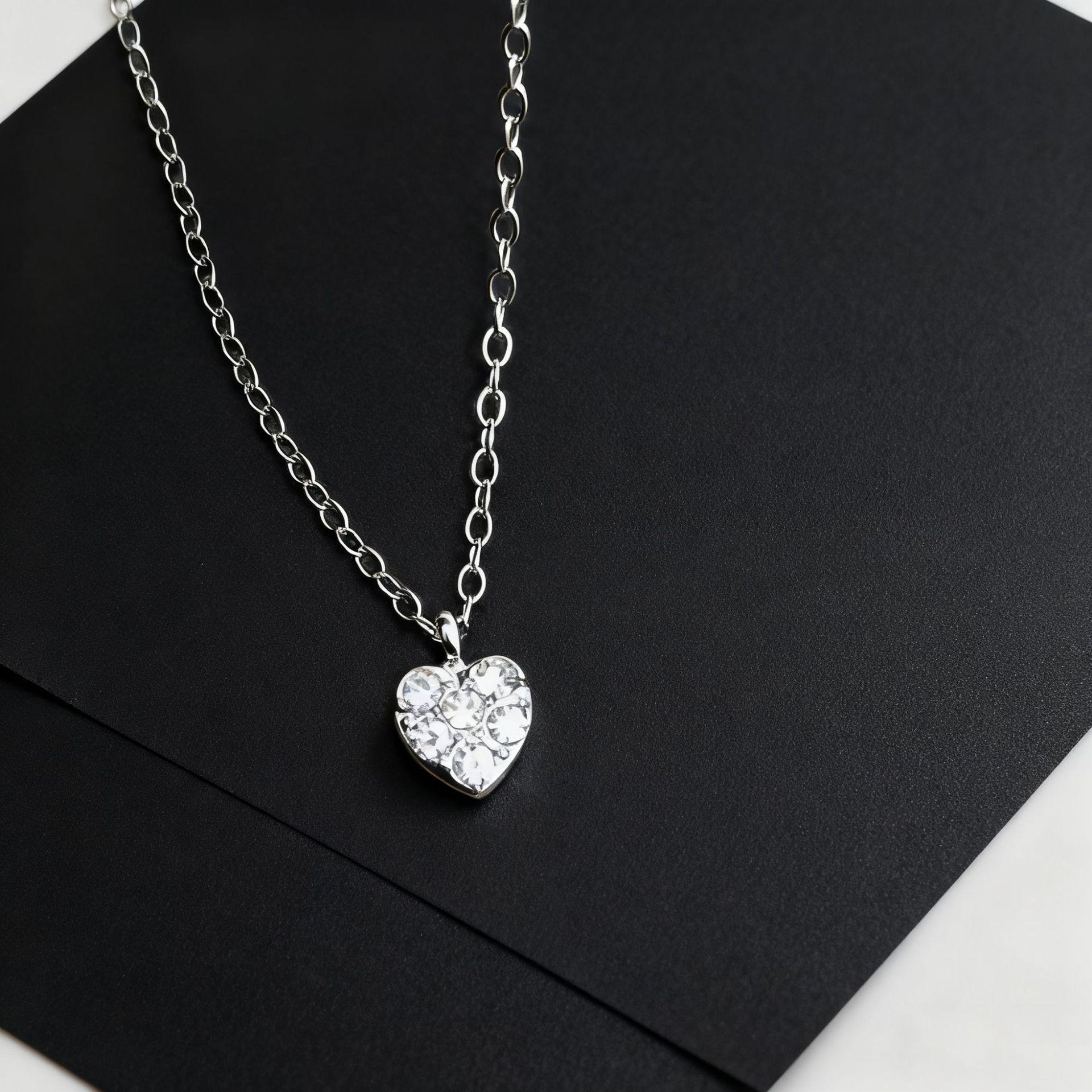 Heart-Shaped Zirconia Necklace for Women – Elegant Clavicle Chain Set with Full Diamond Pendant