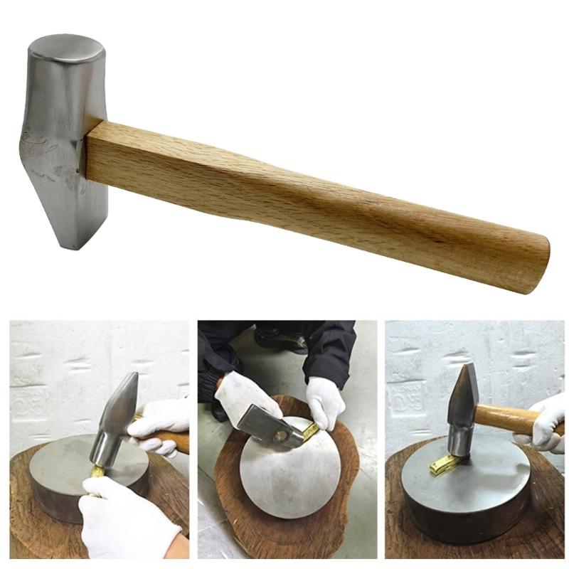 Practical Sturdy Metalworking Hammer Portable Accessory for Jewelers Supplies Flat Face Hardwood Handle Daily Use