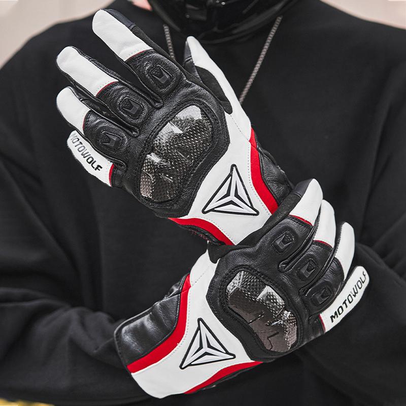Motorcycle Gloves Leather Men Gloves Summer Cycling Motorbike Guantes Moto Motocross Bicycle Touch Screen Breathable Protective