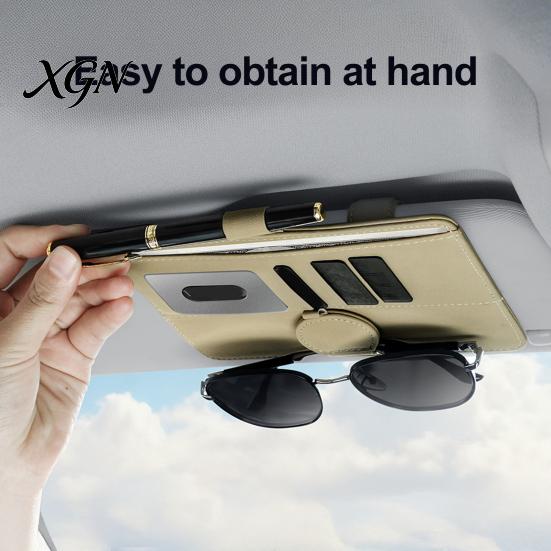 Car Visor Mount for Glasses Sun Holder, Eye Clip Organizer Driving Eyeglass Hanger Vehicle, Multi Functional Storage Pouch Sunglasses, Ticket