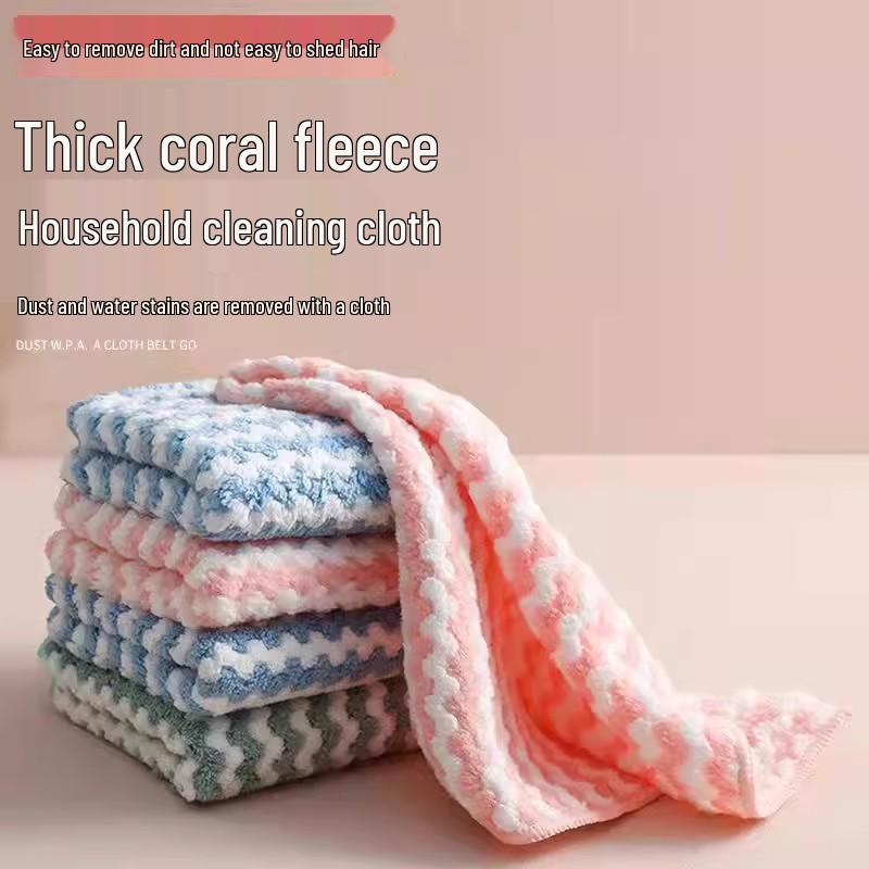 Coral Fleece Oil-Proof Cleaning Rag for Kitchen and Home