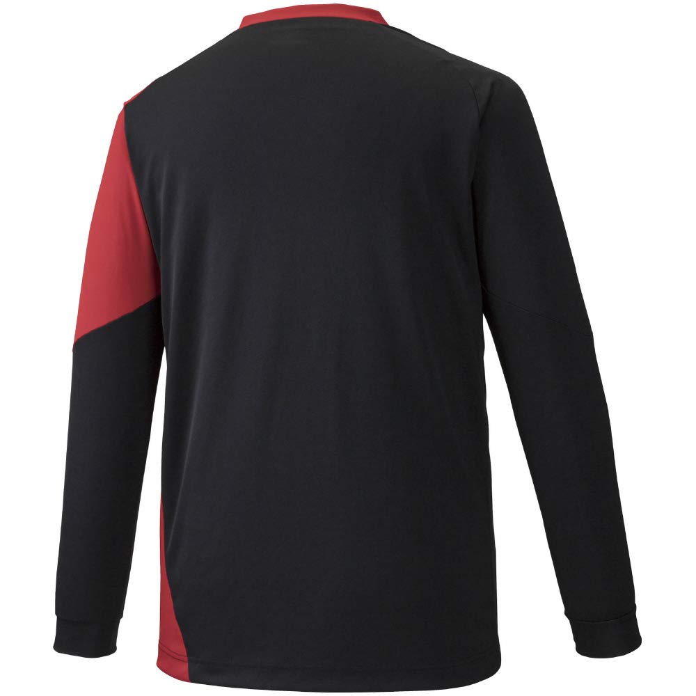 Mizuno Volleyball Game Shirt (Long Sleeve), V2MA9021, Black x Red, Japan Size XL (equivalent to Japanese Size XL)