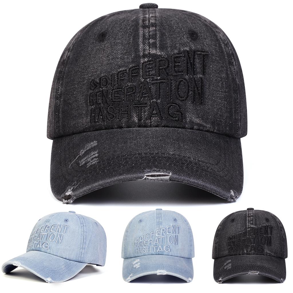Unisex DIFFERENT Embroidery Adjustable Washed Denim Baseball Hat Retro Caps Spring Autumn Outdoor Sport Travel for Women Men