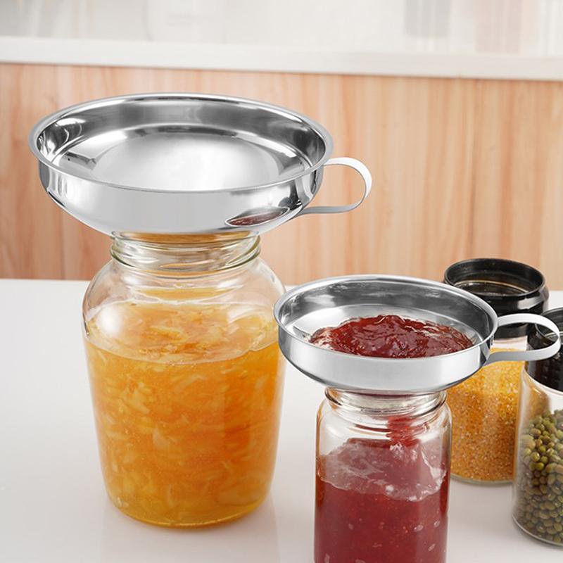 Canning Funnel Stainless Steel Cooking Tools Wide Mouth Canning Funnel Hopper Filter Leak Wide-Mouth Can For Oil Wine Kitchen